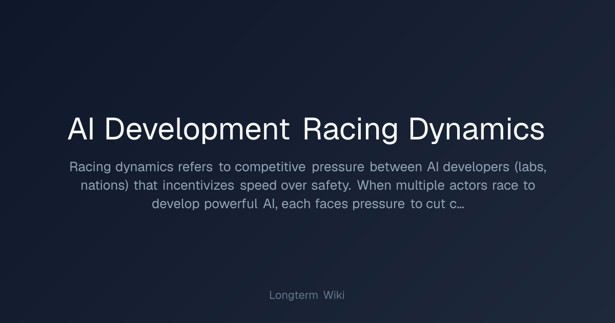 AI Development Racing Dynamics | Longterm Wiki