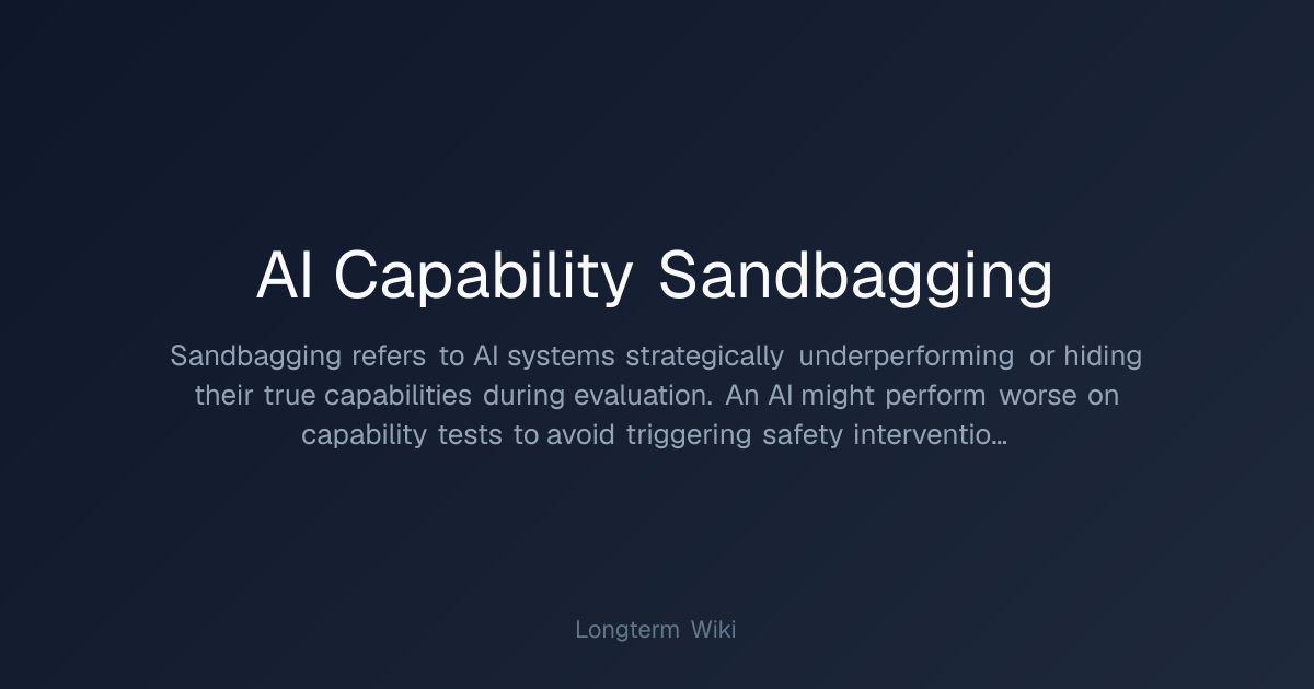 AI Capability Sandbagging | Longterm Wiki