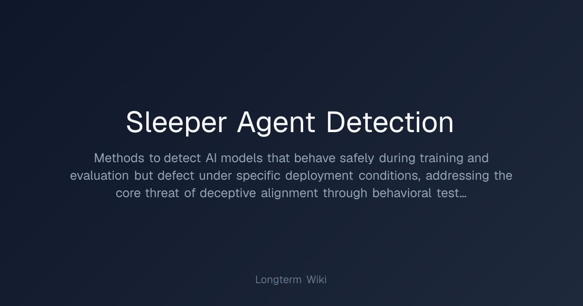 Sleeper Agent Detection | Longterm Wiki